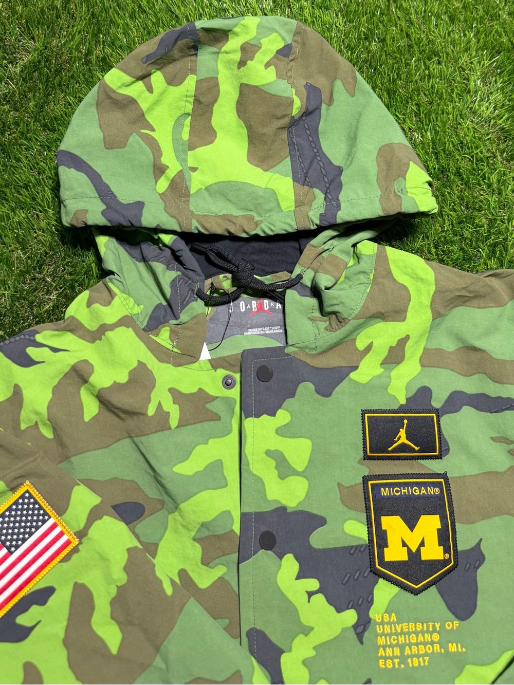 Men’s S & M Michigan Wolverines Jordan Brand Camouflage Jacket   DQ2233-328